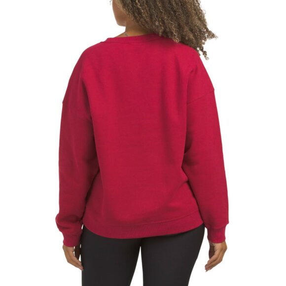 CALVIN KLEIN Red/black Chevron Hem Long Sleeve Cozy Pull Over Sweatshirt - Picture 2 of 2
